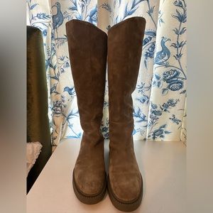 Vince suede riding boot in taupe/olive, NEW without tags, size 8